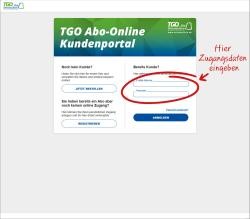 Login Seite des TGO Kundenportals 